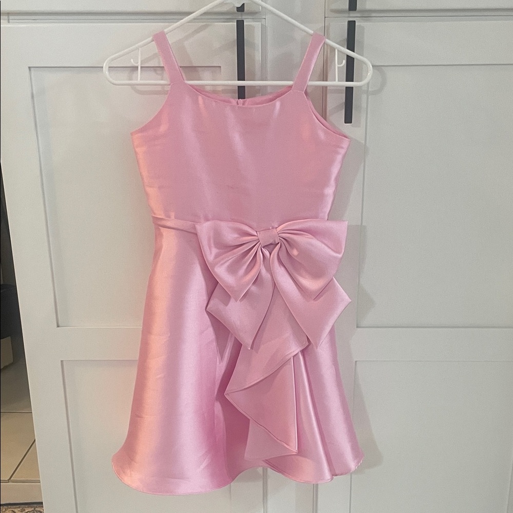Rare Editions Pink Satin Kids Dress with Bow size 10